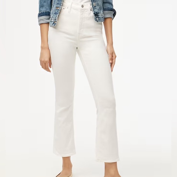 J. Crew Denim - J.Crew NWOT flare crop high-rise white jean in signature stretch Size 32